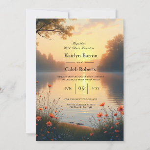 Convite Lakeside Twilight Whispers perto da Água