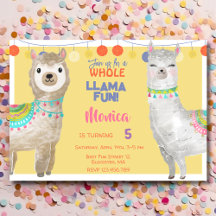 Lama aniversário de criança divertido e colorido e