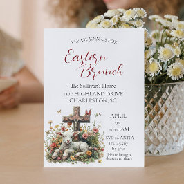 Convite Lamb I atravessa flores borboletas Páscoa Brunch