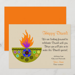 Convite Lâmpada Colorida Diwali Diya
