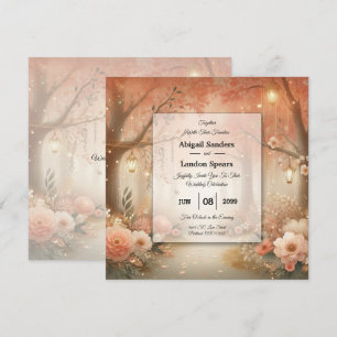 Convite Lâmpada de casamento Enchanted Forest com tons de