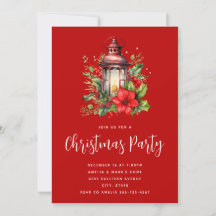 Lâmpada de Natal Vermelha, Poinsettia e Festa de P