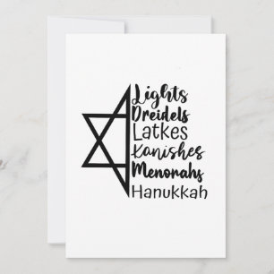 Convite Lâmpada Dreidel Latke Kanish Menorá Hanukkah 