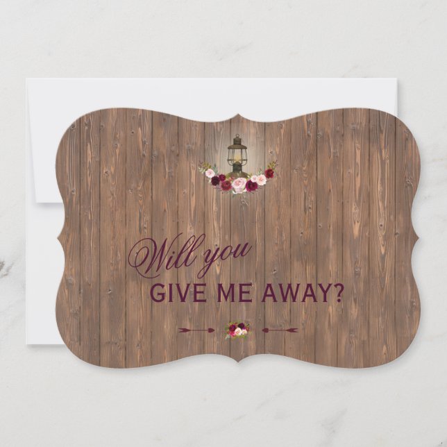 Convite Lâmpada Floral Rústica Antiga Você Me Dará de Casa (Frente)