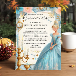 Convite Lâmpada Lâmpada Gelo Dourado Céu Azul Quinceanera