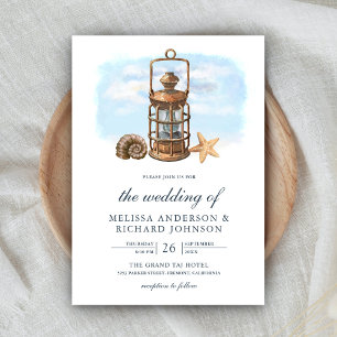 Convite Lâmpada Lanterna de Aquarela Rústica Casamento Náu