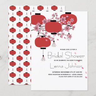 Convite Lâmpada Oriental Japonesa Chinesa Sakura Nupcial