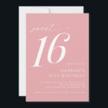 Convite Lâmpada Rosa Suave | Girly Simple Sweet 16 Anivers<br><div class="desc">Convites de festas de aniversários modernos de 16 com acentos de script. Simples,  casual e bonito. Cor da rosa claro suave com letra branca.</div>