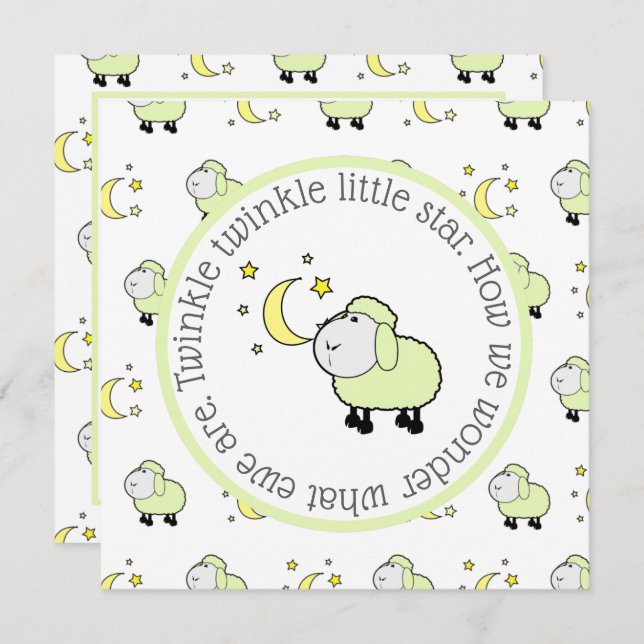 Convite Lâmpada Verde com Lua e Estrelas Partido de Revela (Frente/Verso)