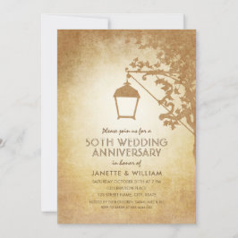 Convite Lâmpada Vintage 50º Aniversário de Casamento Rusti