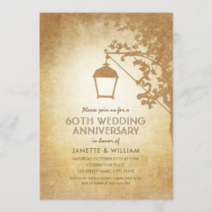 Convite Lâmpada Vintage 60º Aniversário de Casamento Rusti