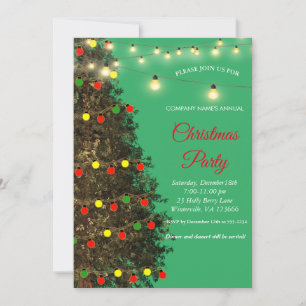 Convite Lâmpadas de árvore de Natal verdes festivas elegan