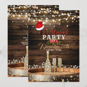 Convite Lâmpadas de barril de madeira rústica Champanhe Na