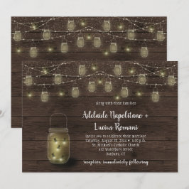 Convite Lâmpadas de Garrafa Mason de Vagalumes Casamento