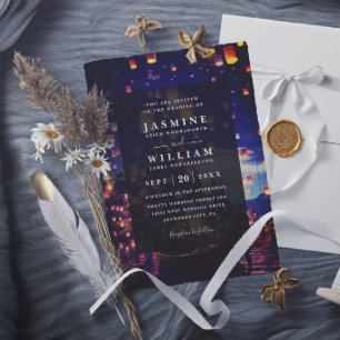 Convite Lâmpadas Emaranhadas Elegantes Casamento Moderno C