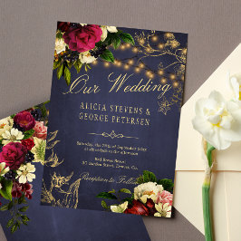 Convite Lâmpadas florais invernais de marinho