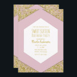 Convite Lâmpadas Luminosas Douradas, Cor-de-rosa, Glam Swe<br><div class="desc">personalizar para o seu evento</div>