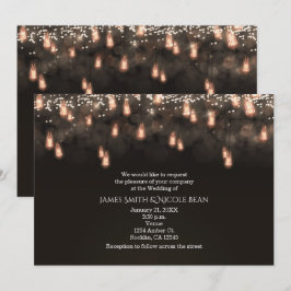 Convite Lâmpadas Penduradas Antigas Casamento Rústico