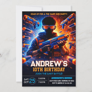 Convite Lançador de Dardos Nerf de Batalha Pessoal de Aniv