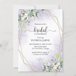 Convite Lanche Bridal Geométrico com Verdura de Eucalipto