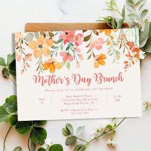 Convite Lanches de Dia das Mães com Letra Floral Pastel Bo
