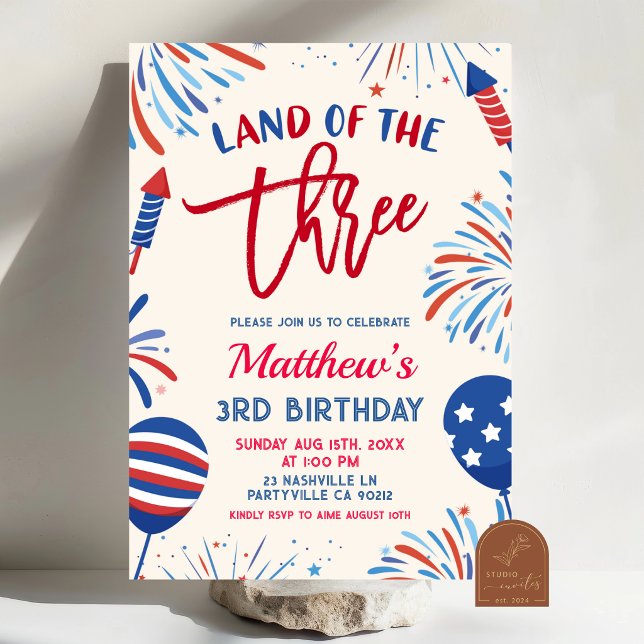 Convite Land of Three Patriotic Birthday Invitation (Criador carregado)