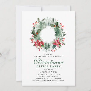 Convite Landscape Wreath Christmas Holly Berry Party