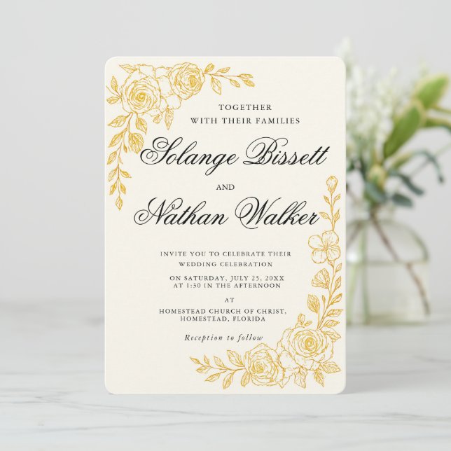 Convite 'Language of Love' All-in-One Wedding Invitation (Em pé/Frente)