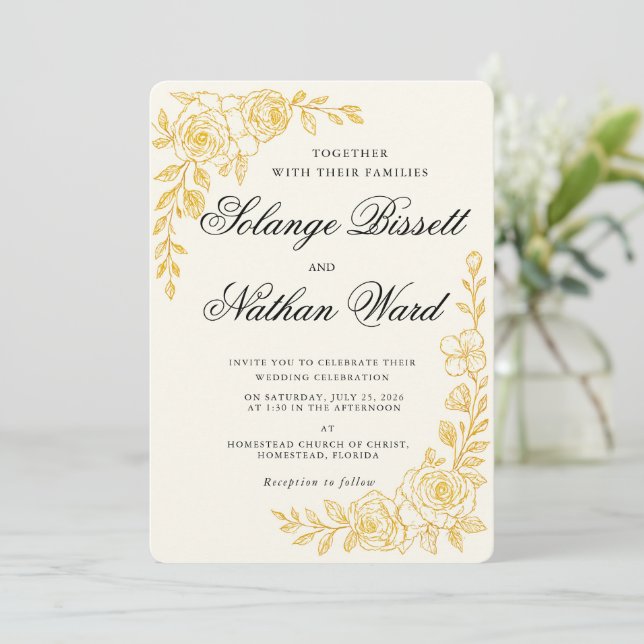 Convite 'Language of Love' All-in-One Wedding Invitation (Em pé/Frente)