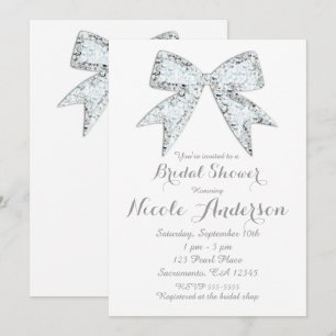 Convite Lantejoulas Brancas de Diamante Arco Glam Chuveiro