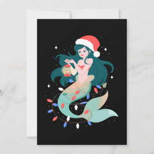 Convite Lantejoulas de Lanterna de Mermaid do Natal Chapéu