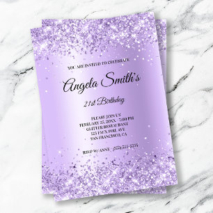 Convite Lantejoulas Lavanda Falso Glitter Cetim Roxo Espel