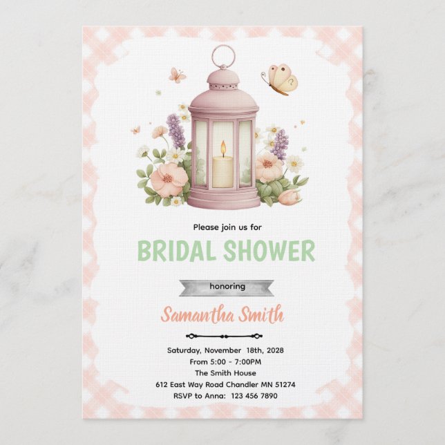 Convite Lantern Bridal Shower Invitation (Frente)