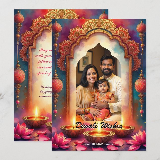 Convite Lantern Glow Diwali Greeting Card (Frente/Verso)