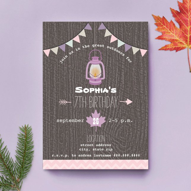 Convite Lanterna acampando ao ar livre Festa de aniversári (Criador carregado)
