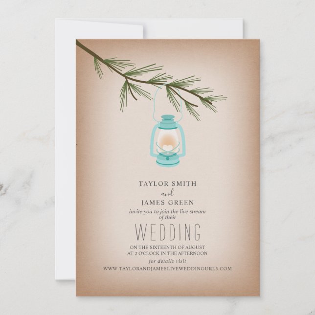 Convite Lanterna Azul de Casamento de Fluxo ao Vivo Virtua (Frente)