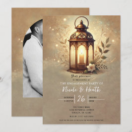 Convite Lanterna Bronzeada Romântica Rústica Casamento