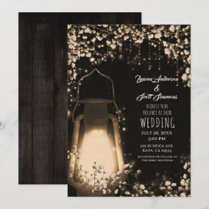 Convite Lanterna de Brilho Rústico e Casamento Floral de R