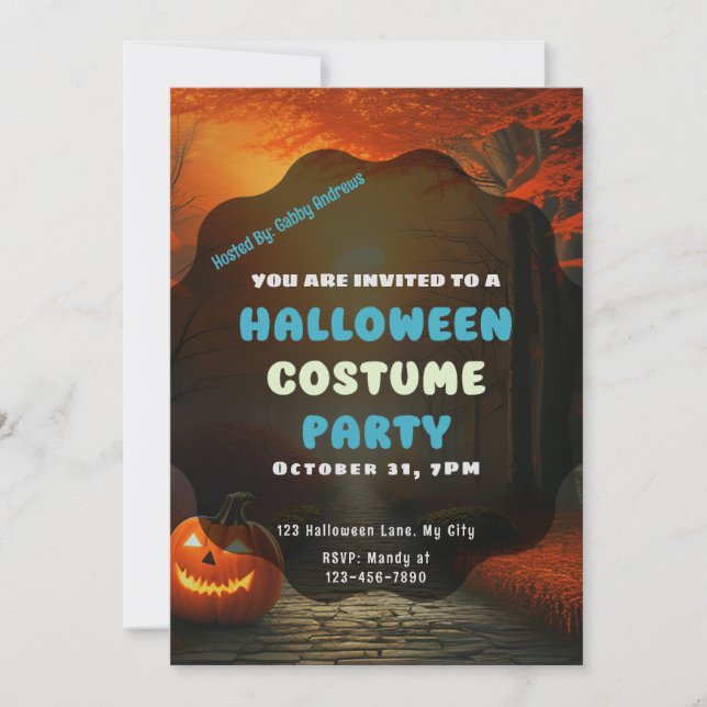 Convite Lanterna do Caminho da Floresta do outono (Frente)