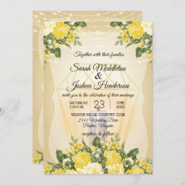 Convite Lanterna Dourada e Casamento de Flor Amarela