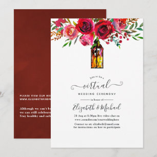 Convite Lanterna Floral Aquarela Casamento Virtual Online