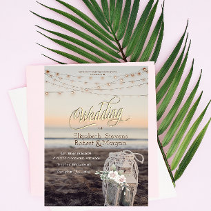 Convite Lanterna,Luzes de Corda,Flores,Casamento na Praia