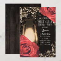 Lanterna Rustic Glow & Rosas Vermelhas Sweet 16