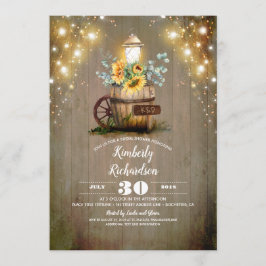 Convite Lanterna Rústica Floral Chá de panela