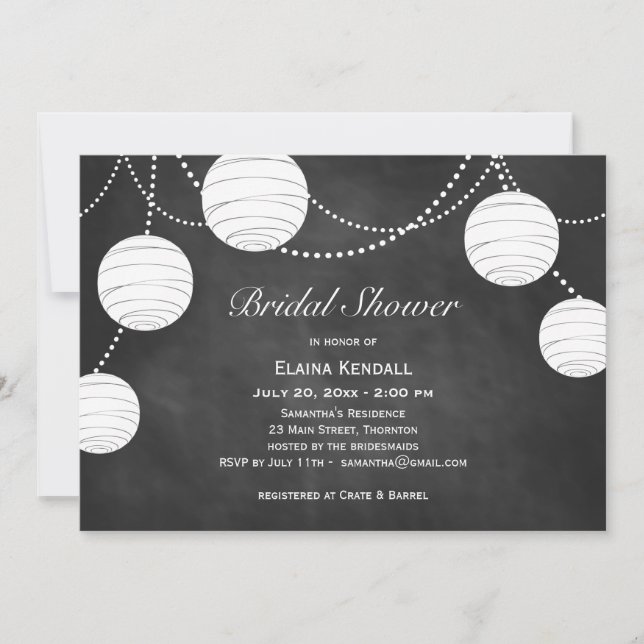 Convite Lanternas do Chá de panela do Chalk (Frente)