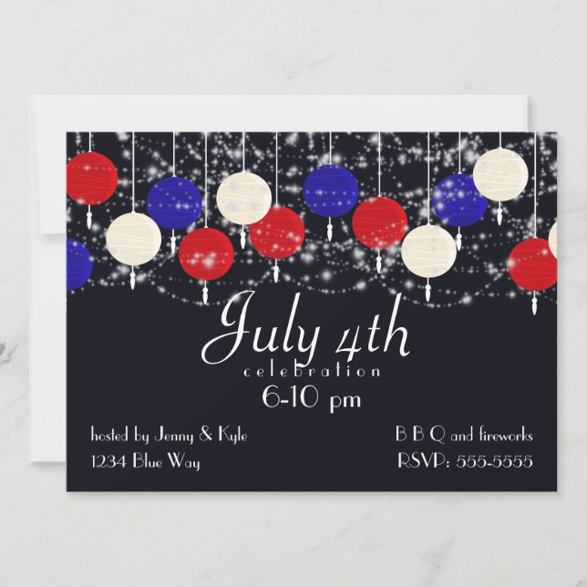 Convite Lanternas do Globo Azul Branco Vermelho (Frente)