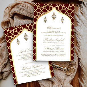 Convite Lanternas Marrom Dourado Penduradas Casamento Muçu