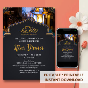 Convite Lanternas Modernas para Noite de Jantar Iftar no R