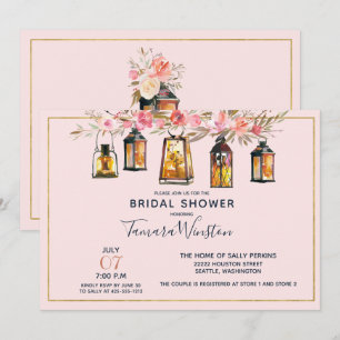 Convite Lanternas Românticas Russas Chá de panela Dourado 