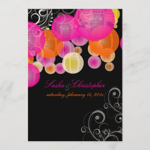 Convite Lanternas rosa+laranja da PixDezines